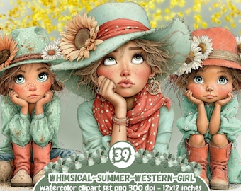 39 JPG Summer Girls Clipart JPG – Watercolor Beach Kids Set – Digital Download for Crafts, Cards & Printables