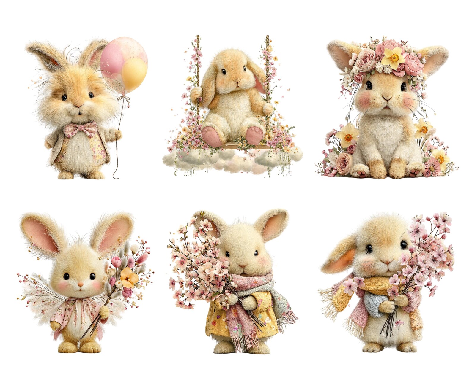 Spring Bunny Clipart | Pink Easter PNG | Rabbit Baby Shower | Coquette ...