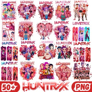 Kpop Demon Hunters PNG, Kpop Idolgruppen Shirt, Huntrix PNG Design, Saja Boys & Girls Bands PNG, Huntrix Fans, Digitaler Download