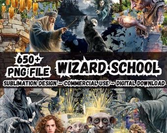 Watercolor Wizard School Clipart | Magic Academy PNG Bundle (650+) Wizard World, Instant Download
