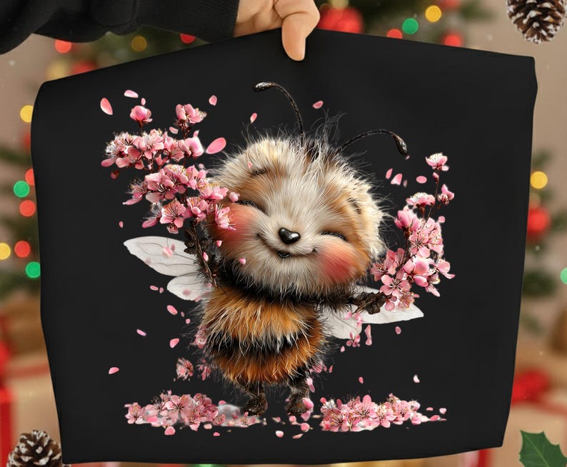 50 PNG Whimsical Bee Clipart – Cute Quirky Spring Bee With Flowers ...