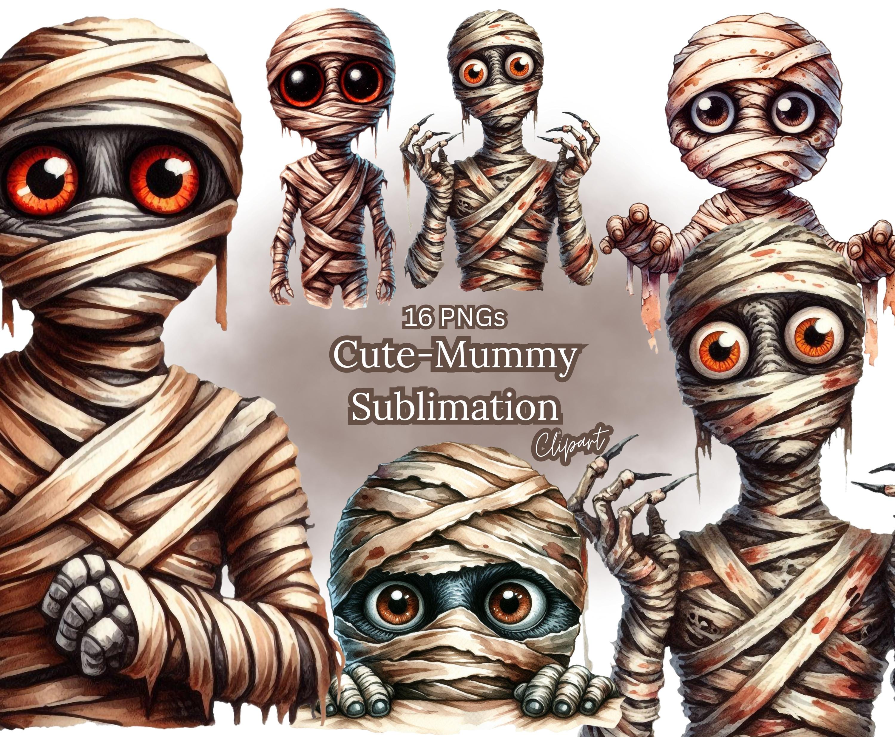 16 PNG Quirky Cute Mummy Clipart, Funny Whimsical Halloween Sublimation ...