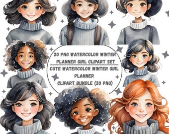 Cozy Snowy Days Watercolor Planner Clipart – 20 Winterelemente für Journals & Sticker