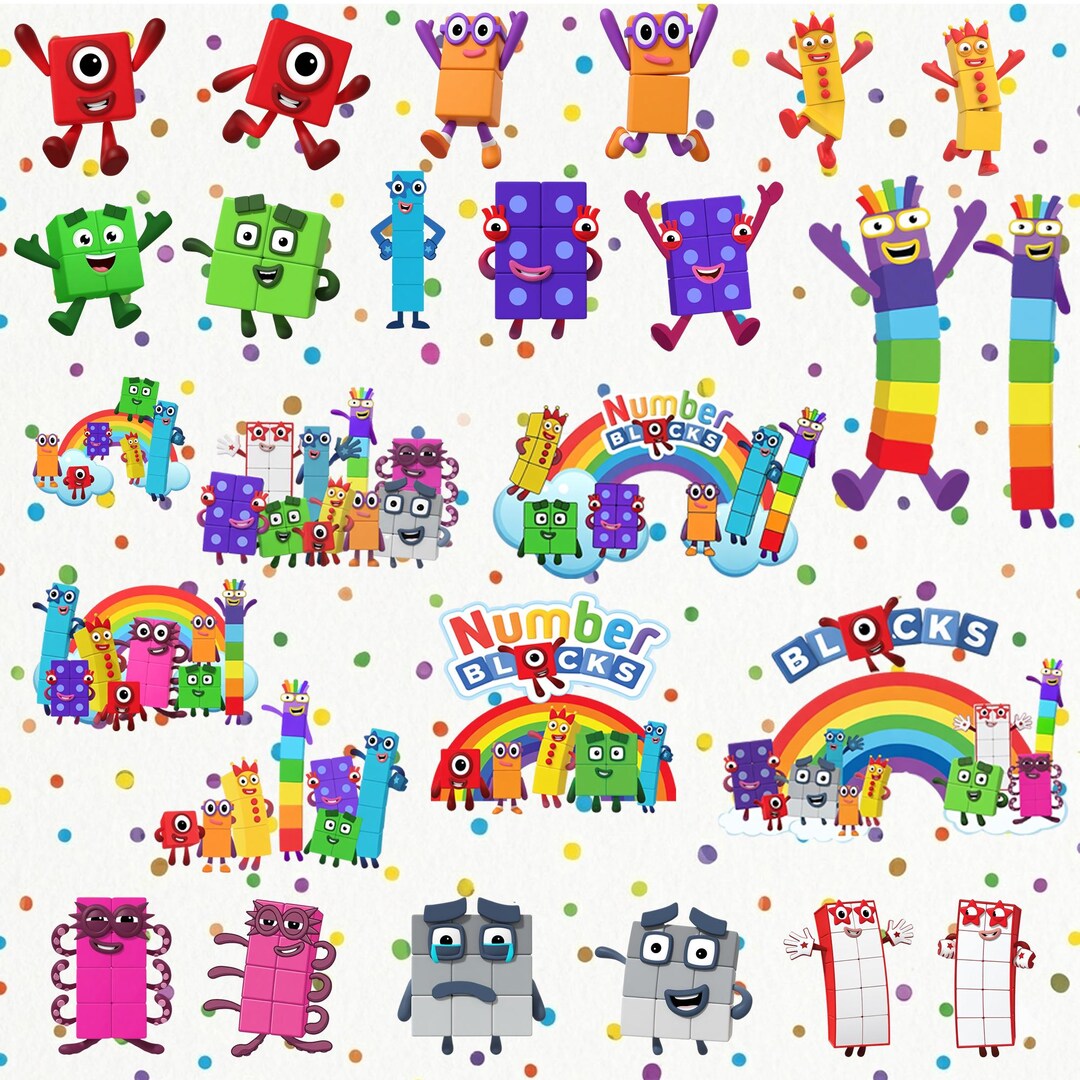 Number Blocks Cake Topper PNG Bundle | Kids Birthday Party Decor ...