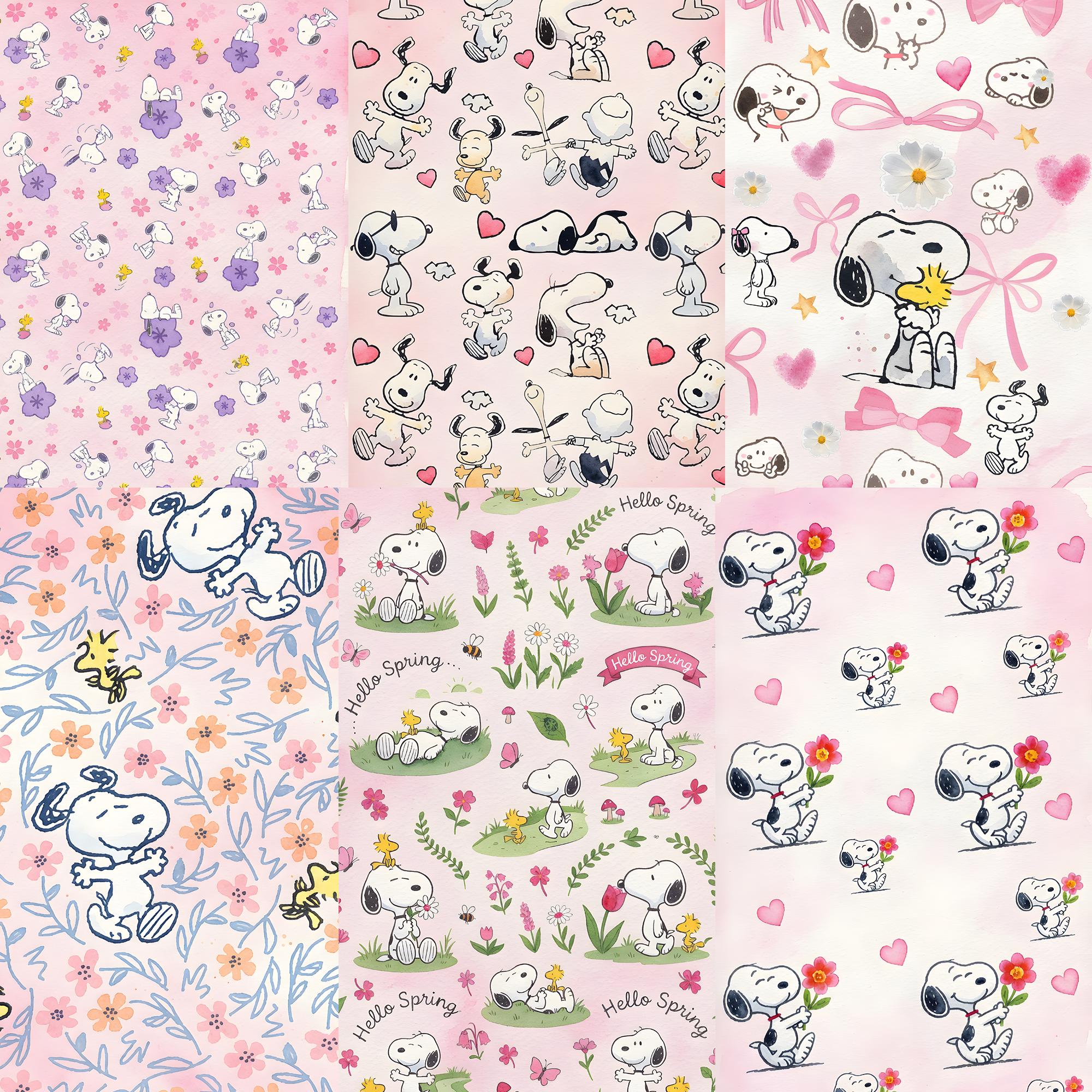 Kit digital de acuarela rosa de Snoopy+, imágenes prediseñadas de ...