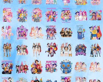 Kpop Demon Huntrix Birthday PNG Bundle Anime Chibi Party Clipart Huntrix Mira Zoey Rumi PNG Instant Download