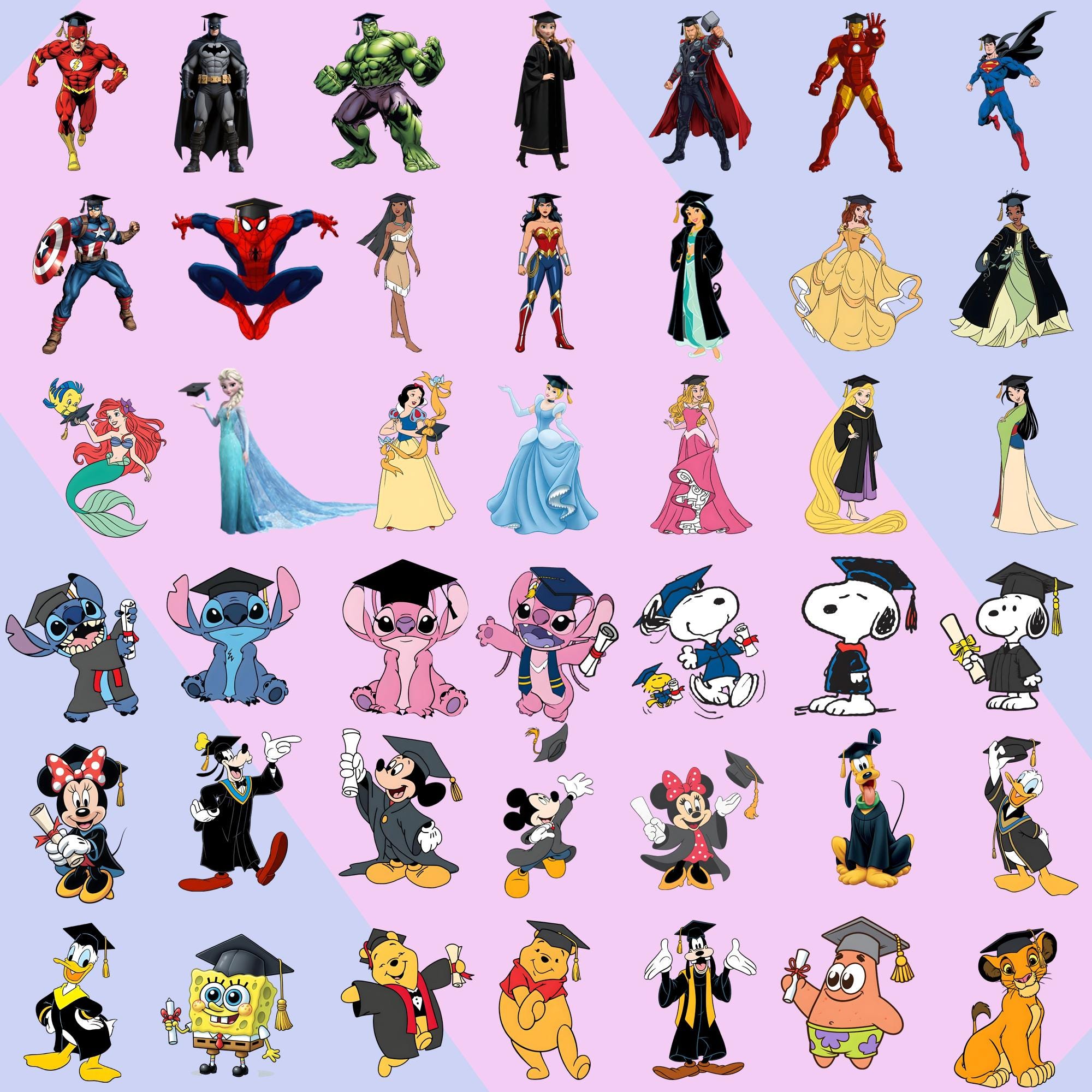 Graduation Cartoon Characters PNG Clipart Bundle - Etsy