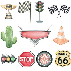 60+ Cars Handrawn Watercolor Bundle, Lightning Mcqueen watercolor Png, Cars Clipart, Handdrawn watercolor Mater, Instant Digital Download image 5