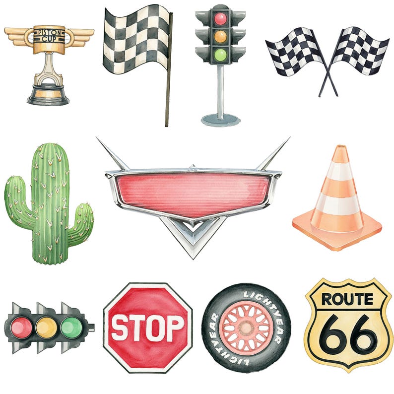 60+ Cars Handrawn Watercolor Bundle, Lightning Mcqueen watercolor Png, Cars Clipart, Handdrawn watercolor Mater, Instant Digital Download image 5