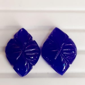 AAA 27 Cts Blue Quartz Leaf Carving Pair Blue Quartz Gemstone Hand Carved Loose Gemstone Jewelry Making Supply Gift Stone