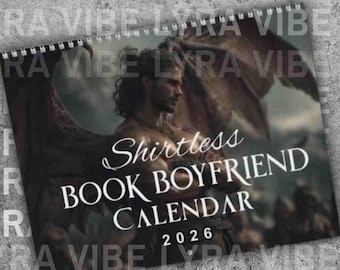 Kalendarz chłopaka bez koszulki 2026 Morally Gray Romantasy Merch Booktok Merch Bookstagram Gift Dark Romance Dramione ACOTAR Fourth Wing