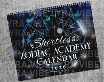 Kalendarz dla chłopaka z książki „Zodiac Academy Shirtless Book” na rok 2026, Booktok Merch, Bookstagram Gifts, Romantasy Merch