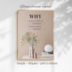 Affiche WiFi Airbnb à imprimer – Bilingue FR/EN – pdf modifiable + jpeg – A4, A5, US Letter – Panneau d' accueil  location courte durée
