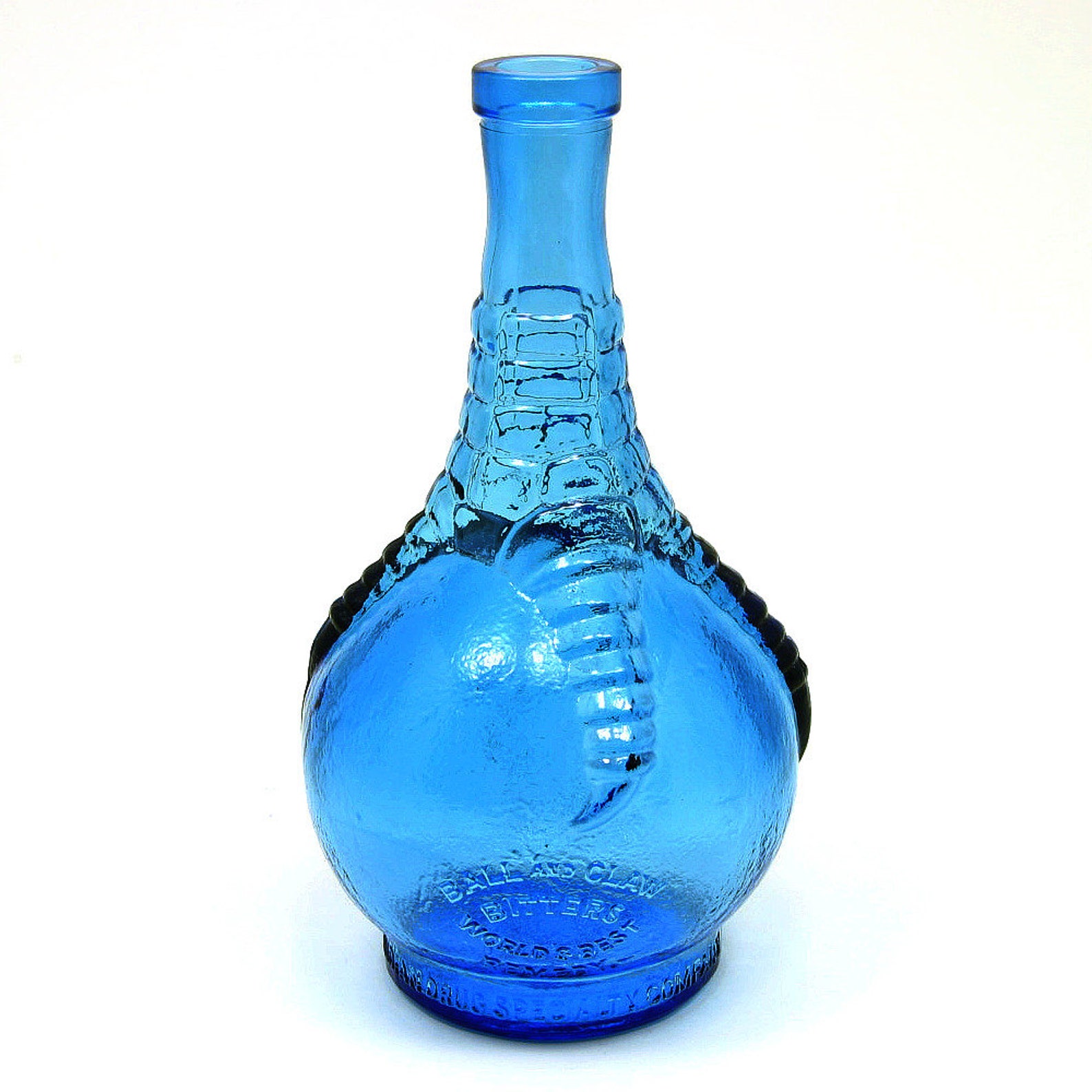 Ball and Claw Bitters Bottle Blue Glass Apothecary Bottle Etsy