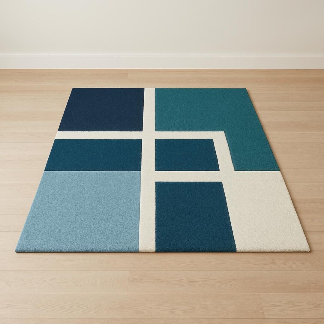 Minimalist Modern Abstract Rug Attractive Unique Handmade Contemporary ...