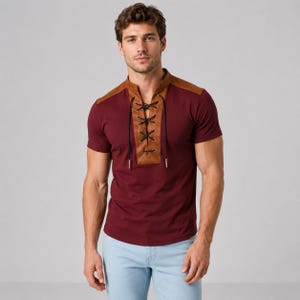 Vintage Lace up Shirt Men's - Etsy