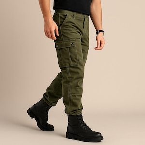 Pantalones cargo de algodón para hombre – Pantalones de trabajo estilo militar para senderismo