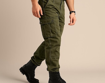 Herrbyxor i bomull – Militärstil med arbetskläder för vandring