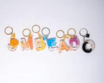 Personalized Letter Keychain | Custom Handmade Resin Initial Keyring | Coastal Epoxy Gift