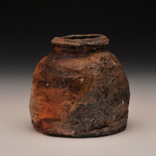 Small Natural Ash Glazed Jar - Anagama Fired - Wabi Sabi