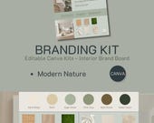 Modern Nature Branding Kit – Editable Canva Brand Board Template | Natural Interior Palette, Earthy Green, Organic Moodboard