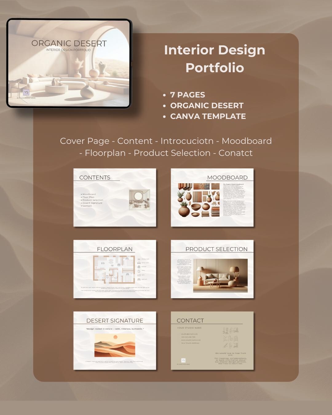 Organic Desert Interior Design Portfolio | Warm Neutral Canva Template ...