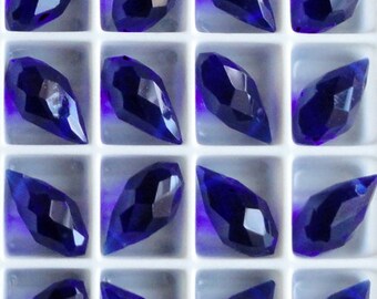6pc 13mm Thunder Polish Crystal Cobalt Blue Teardrop Pendant Charms