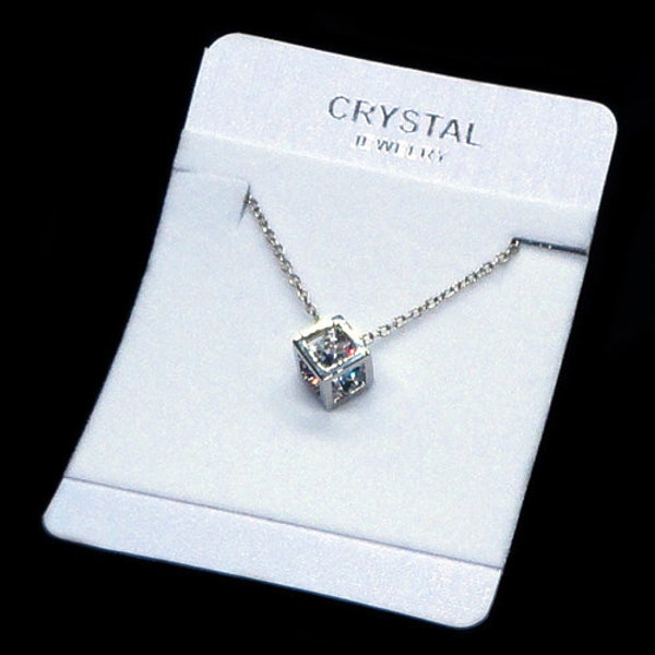 10mm Unisex UNIQUE Geometric Minimalist Style Crystal FILLED Silver CUBE Pendant