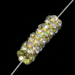 8pc - 10mm Gold Plated Crystal Rhinestone Round Lacy Rondelle Bead Spacers