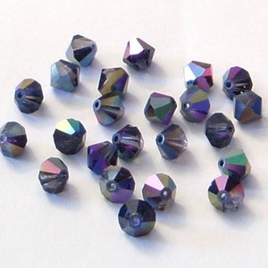 24pc - 3mm Swarovski Crystal Heliotrope BiCone Spacer Beads Style 5301 aka 5328