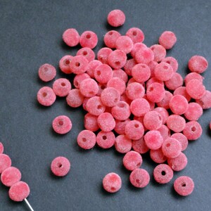 4pc - 16mm Light Rose Pink Plush Velvet Velour Round Sphere Spacer Beads