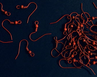 20pc - 20mm Colorized Enameled Burnt Orange French Hook Earrings Jewelry Findings