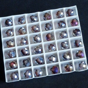 12pc - 6mm Thunder Polish Crystal Amethyst AB 2X Facet Disco Ball Spacer Beads