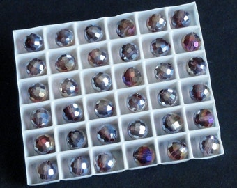 12pc - 6mm Thunder Polish Crystal Amethyst AB 2X Facet Disco Ball Spacer Beads