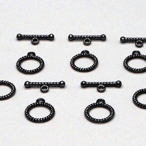 4 Sets - 19mmx16mm GUNMETAL BLACK Metal Toggle Round Design Clasp Closures Jewelry Findings