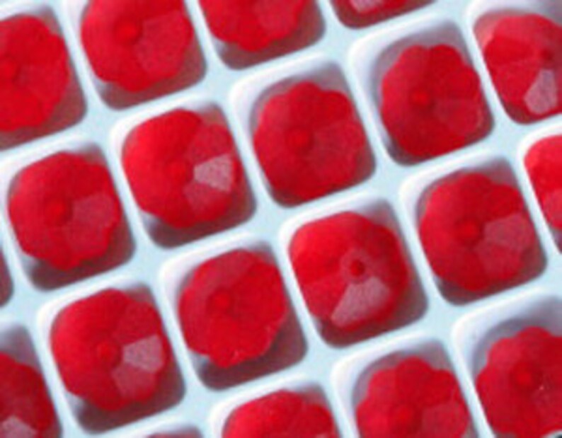 12pc 10mm Preciosa Crystal Light Siam Matte Frosted Margarita Flower Spacer Beads