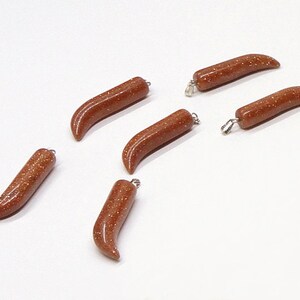 STUNNING 48x10mm Smooth GLITTERING Gold/Copper SANDSTONE Horn Drop Pendant Charm With Bail