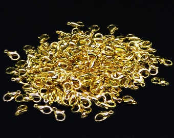 8pc - 10mm Gold Plated Metal Lobster Clasp Closure Jewelry Findings