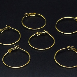 8pc - 30mm Shiny Gold Plated Round Circle Hoop Earrings Jewelry Findings