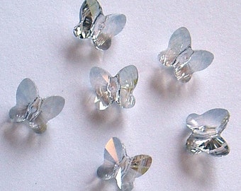 6pc - 6mm Swarovski Silver Shade Butterfly Crystal Beads Spacers Style 5754