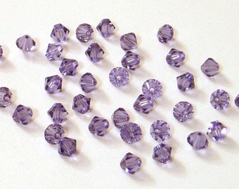 24pc - 4mm Swarovski Crystal Tanzanite BiCone Spacer Beads Style 5301 aka 5328