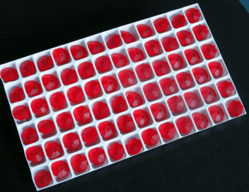 12pc 10mm Preciosa Crystal Light Siam Matte Frosted Margarita Flower Spacer Beads