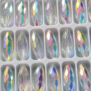 2pc - 20mm RARE Vintage Swarovski Crystal AB Barrel Spacer Beads Article 5207