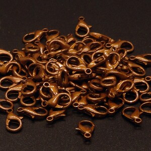 6pc - 12mm Copper Plated Metal Lobster Clasp Closure Jewelry Findings
