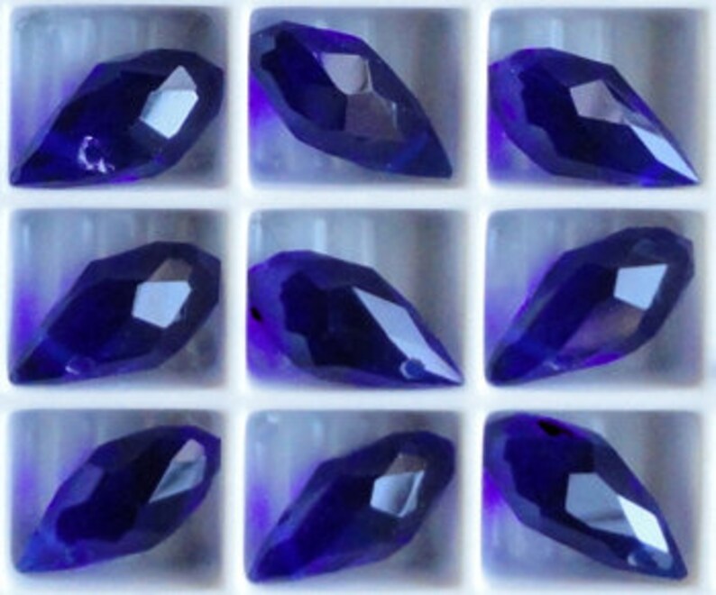 6pc 13mm Thunder Polish Crystal Cobalt Blue Teardrop Pendant Charms