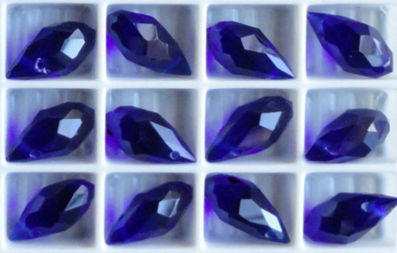 6pc 13mm Thunder Polish Crystal Cobalt Blue Teardrop Pendant Charms