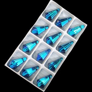 2pc - 13mm Preciosa Crystal Bermuda Blue Diamond Drop Pendants Prism Charms