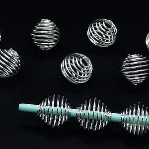 10pc - 10mm Silver Plated Oval FILL-ABLE (Bead Charm Cotton Ribbon) Focal Spacer Beads