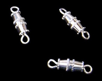 6pc - 15mm Silver Plated Barrel Twist Clasp Closure