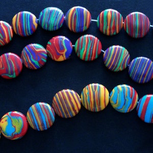 1 - 15&quot; Strand 15mm Smooth Multicolor Turquoise Round Spacer Focal Beads (28pc)